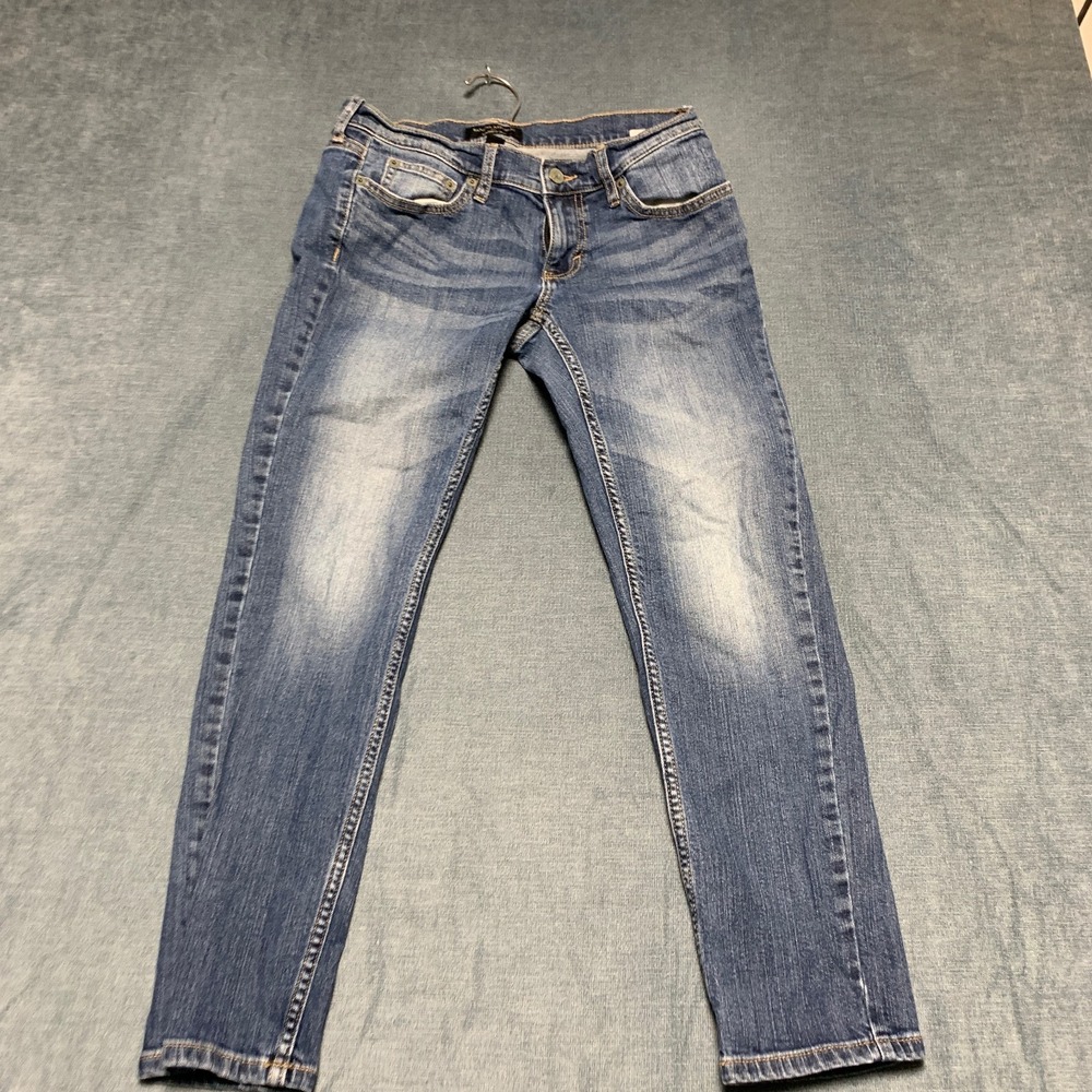 Banana Republic Girlfriend Jeans Women 25/0 Petite Blue Denim Skinny Leg Zip Fly